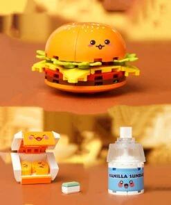 Juicy Burger Meal With Yummy Sweet Dessert Micro Sets -Kawaii Store kawaiies plushies plush softtoy juicy burger meal with yummy sweet dessert micro sets build it 250732