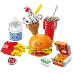 Juicy Burger Meal With Yummy Sweet Dessert Micro Sets -Kawaii Store kawaiies plushies plush softtoy juicy burger meal with yummy sweet dessert micro sets build it 953976
