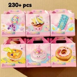 Juicy Burger Meal With Yummy Sweet Dessert Micro Sets -Kawaii Store kawaiies plushies plush softtoy juicy burger meal with yummy sweet dessert micro sets build it sweet dessert 163599