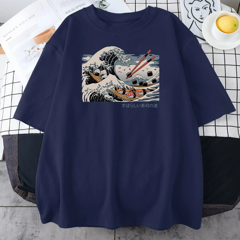 Apparel Kanagawa Wave Of Sushi Unisex Cotton Tee 4 Apparel Kanagawa Wave Of Sushi Unisex Cotton Tee - Image 2