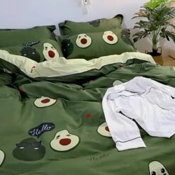 Kawaii Avocado Buddies Bedding Set -Kawaii Store kawaiies plushies plush softtoy kawaii avocado buddies bedding set home decor 743713