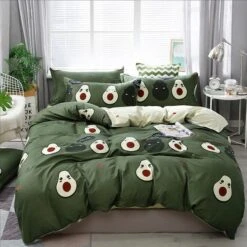 Kawaii Avocado Buddies Bedding Set -Kawaii Store kawaiies plushies plush softtoy kawaii avocado buddies bedding set home decor single 224989