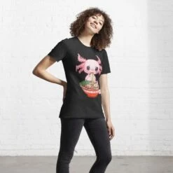 Apparel Kawaii Axolotl Enjoying Ramen Noodles Tee -Kawaii Store kawaiies plushies plush softtoy kawaii axolotl enjoying ramen noodles tee apparel 796795