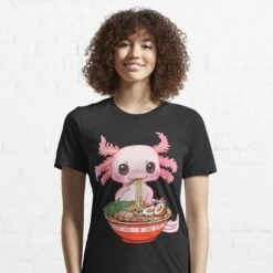 Apparel Kawaii Axolotl Enjoying Ramen Noodles Tee -Kawaii Store kawaiies plushies plush softtoy kawaii axolotl enjoying ramen noodles tee apparel 904197