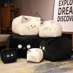 Kawaii Black White Cube Cat Plushies -Kawaii Store kawaiies plushies plush softtoy kawaii black white cube cat plushies soft toy 608442