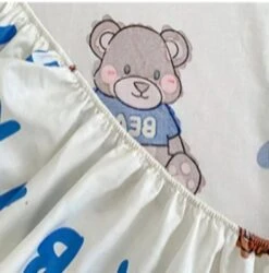 Kawaii Blue Bear Fitted Bed Sheet -Kawaii Store kawaiies plushies plush softtoy kawaii blue bear fitted bed sheet bedding sets 204673