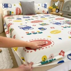 Kawaii Blue Bear Fitted Bed Sheet -Kawaii Store kawaiies plushies plush softtoy kawaii blue bear fitted bed sheet bedding sets 437157