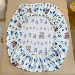 Kawaii Blue Bear Fitted Bed Sheet -Kawaii Store kawaiies plushies plush softtoy kawaii blue bear fitted bed sheet bedding sets 820806