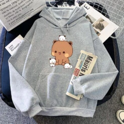 Apparel Kawaii Brown Bear Baby Pandas Unisex Hoodie -Kawaii Store kawaiies plushies plush softtoy kawaii brown bear baby pandas unisex hoodie apparel gray xxxl 296219