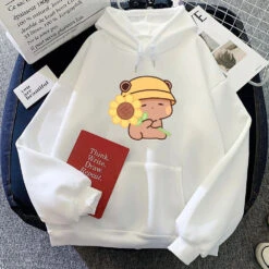 Apparel Kawaii Brown Bear Sunflower Summer Unisex Tee -Kawaii Store kawaiies plushies plush softtoy kawaii brown bear sunflower summer unisex tee apparel white m 239511