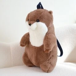 Kawaii Brown Otter Backpack Plushie -Kawaii Store kawaiies plushies plush softtoy kawaii brown otter backpack plushie soft toy 116080