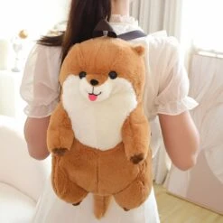 Kawaii Brown Otter Backpack Plushie -Kawaii Store kawaiies plushies plush softtoy kawaii brown otter backpack plushie soft toy 290405