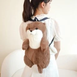 Kawaii Brown Otter Backpack Plushie -Kawaii Store kawaiies plushies plush softtoy kawaii brown otter backpack plushie soft toy 431318