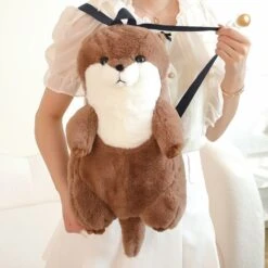 Kawaii Brown Otter Backpack Plushie -Kawaii Store kawaiies plushies plush softtoy kawaii brown otter backpack plushie soft toy 483117