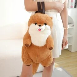Kawaii Brown Otter Backpack Plushie -Kawaii Store kawaiies plushies plush softtoy kawaii brown otter backpack plushie soft toy 496728