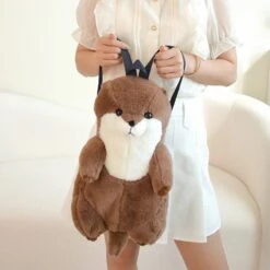 Kawaii Brown Otter Backpack Plushie -Kawaii Store kawaiies plushies plush softtoy kawaii brown otter backpack plushie soft toy 602985