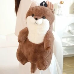 Kawaii Brown Otter Backpack Plushie -Kawaii Store kawaiies plushies plush softtoy kawaii brown otter backpack plushie soft toy 741918