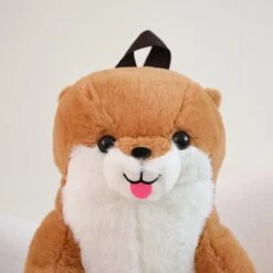 Kawaii Brown Otter Backpack Plushie -Kawaii Store kawaiies plushies plush softtoy kawaii brown otter backpack plushie soft toy 809426