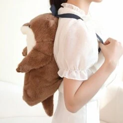 Kawaii Brown Otter Backpack Plushie -Kawaii Store kawaiies plushies plush softtoy kawaii brown otter backpack plushie soft toy 869587