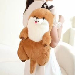 Kawaii Brown Otter Backpack Plushie -Kawaii Store kawaiies plushies plush softtoy kawaii brown otter backpack plushie soft toy light brown 372076
