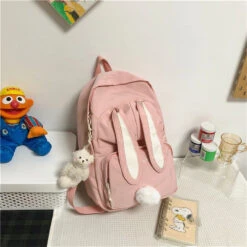 Apparel Kawaii Bunny Ears Backpack Bag -Kawaii Store kawaiies plushies plush softtoy kawaii bunny ears backpack bag bag only pink 263888