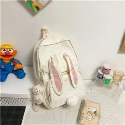 Apparel Kawaii Bunny Ears Backpack Bag -Kawaii Store kawaiies plushies plush softtoy kawaii bunny ears backpack bag bag only white 788089