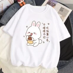 Apparel Kawaii Bunny Eating Cotton Women's Tee -Kawaii Store kawaiies plushies plush softtoy kawaii bunny eating cotton womens tee new tops white s 374450
