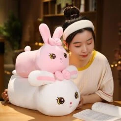 Kawaii Bunny Long Pillow Plushie -Kawaii Store kawaiies plushies plush softtoy kawaii bunny long pillow plushie new soft toy 330065