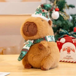 Kawaii Capybara Christmas-themed Plushies -Kawaii Store kawaiies plushies plush softtoy kawaii capybara christmas themed plushies soft toy christmas hat 224859