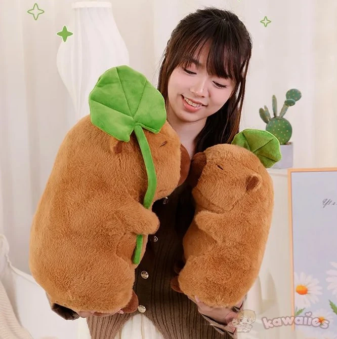 Kawaii Capybara Plushie Holding Leaf 5 Kawaii Capybara Plushie Holding Leaf - Image 3