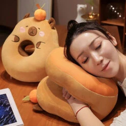 Kawaii Capybara Power Nap Head Rest Cushion -Kawaii Store kawaiies plushies plush softtoy kawaii capybara power nap head rest cushion soft toy 986691