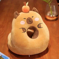 Kawaii Capybara Power Nap Head Rest Cushion -Kawaii Store kawaiies plushies plush softtoy kawaii capybara power nap head rest cushion soft toy orange angry 279253