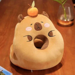 Kawaii Capybara Power Nap Head Rest Cushion -Kawaii Store kawaiies plushies plush softtoy kawaii capybara power nap head rest cushion soft toy orange sleepy 137546