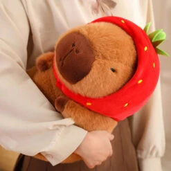Kawaii Capybara With Strawberry Hat Plushie 20 Kawaii Capybara With Strawberry Hat Plushie -Kawaii Store kawaiies plushies plush softtoy kawaii capybara with strawberry hat plushie soft toy 268773