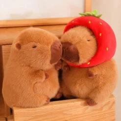 Kawaii Capybara With Strawberry Hat Plushie 19 Kawaii Capybara With Strawberry Hat Plushie -Kawaii Store kawaiies plushies plush softtoy kawaii capybara with strawberry hat plushie soft toy 390010