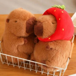 Kawaii Capybara With Strawberry Hat Plushie 22 Kawaii Capybara With Strawberry Hat Plushie -Kawaii Store kawaiies plushies plush softtoy kawaii capybara with strawberry hat plushie soft toy 521792