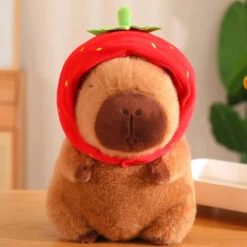 Kawaii Capybara With Strawberry Hat Plushie 24 Kawaii Capybara With Strawberry Hat Plushie -Kawaii Store kawaiies plushies plush softtoy kawaii capybara with strawberry hat plushie soft toy 526308