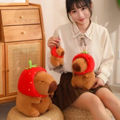 Kawaii Capybara With Strawberry Hat Plushie 27 Kawaii Capybara With Strawberry Hat Plushie -Kawaii Store kawaiies plushies plush softtoy kawaii capybara with strawberry hat plushie soft toy 776164