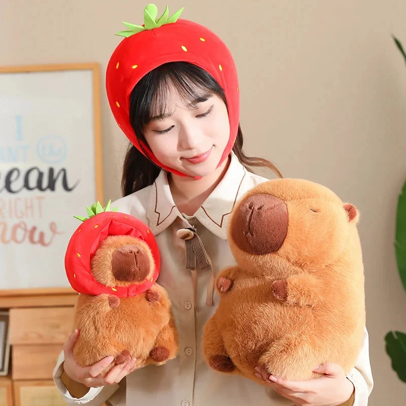 Kawaii Capybara With Strawberry Hat Plushie 12 Kawaii Capybara With Strawberry Hat Plushie - Image 10
