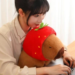 Kawaii Capybara With Strawberry Hat Plushie 31 Kawaii Capybara With Strawberry Hat Plushie -Kawaii Store kawaiies plushies plush softtoy kawaii capybara with strawberry hat plushie soft toy 854803