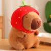 Kawaii Capybara With Strawberry Hat Plushie
