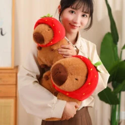 Kawaii Capybara With Strawberry Hat Plushie 29 Kawaii Capybara With Strawberry Hat Plushie -Kawaii Store kawaiies plushies plush softtoy kawaii capybara with strawberry hat plushie soft toy 907271