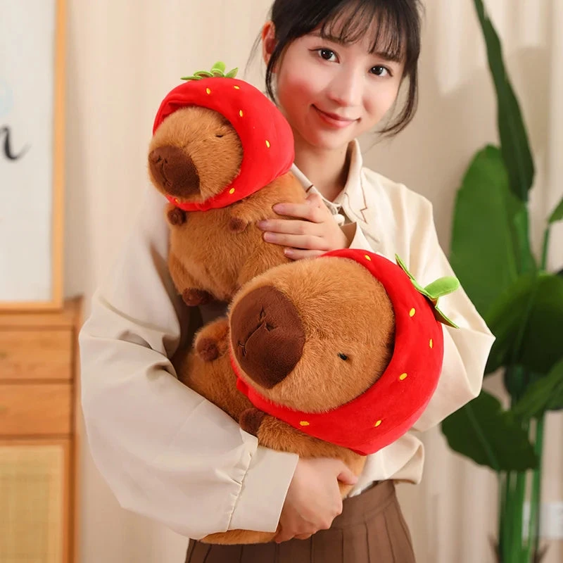 Kawaii Capybara With Strawberry Hat Plushie 15 Kawaii Capybara With Strawberry Hat Plushie - Image 13