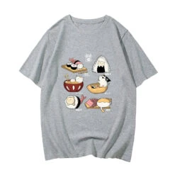 Apparel Kawaii Cat Sushi Harajuku Cotton Unisex Tee -Kawaii Store kawaiies plushies plush softtoy kawaii cat sushi harajuku cotton unisex tee new apparel gray s 686280
