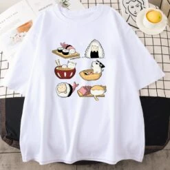 Apparel Kawaii Cat Sushi Harajuku Cotton Unisex Tee -Kawaii Store kawaiies plushies plush softtoy kawaii cat sushi harajuku cotton unisex tee new apparel white s 735302
