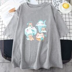 Apparel Kawaii Cloudy Snacking Brown Bear Unisex Tee -Kawaii Store kawaiies plushies plush softtoy kawaii cloudy snacking brown bear unisex tee apparel gray xs 950550
