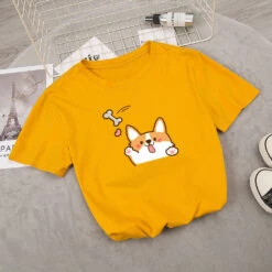 Apparel Kawaii Corgi Dog Bone Print Women's Tee -Kawaii Store kawaiies plushies plush softtoy kawaii corgi dog bone print womens tee new apparel dark yellow s 489275
