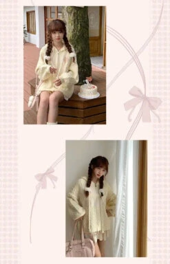 Apparel Kawaii Creamy Knit Cat Patch Zip-Up Hoodie -Kawaii Store kawaiies plushies plush softtoy kawaii creamy knit cat patch zip up hoodie apparel 997843