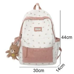 Apparel Kawaii Floral Two-tone Backpack -Kawaii Store kawaiies plushies plush softtoy kawaii floral two tone backpack with bear pendant new apparel 715775