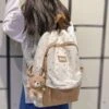 Apparel Kawaii Floral Two-tone Backpack -Kawaii Store kawaiies plushies plush softtoy kawaii floral two tone backpack with bear pendant new apparel 949660